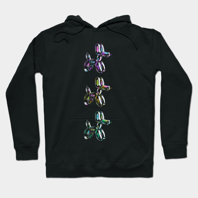 Balloon Dogs Multicolor - Weirdcore Maximalist Design Hoodie by rosiemoonart